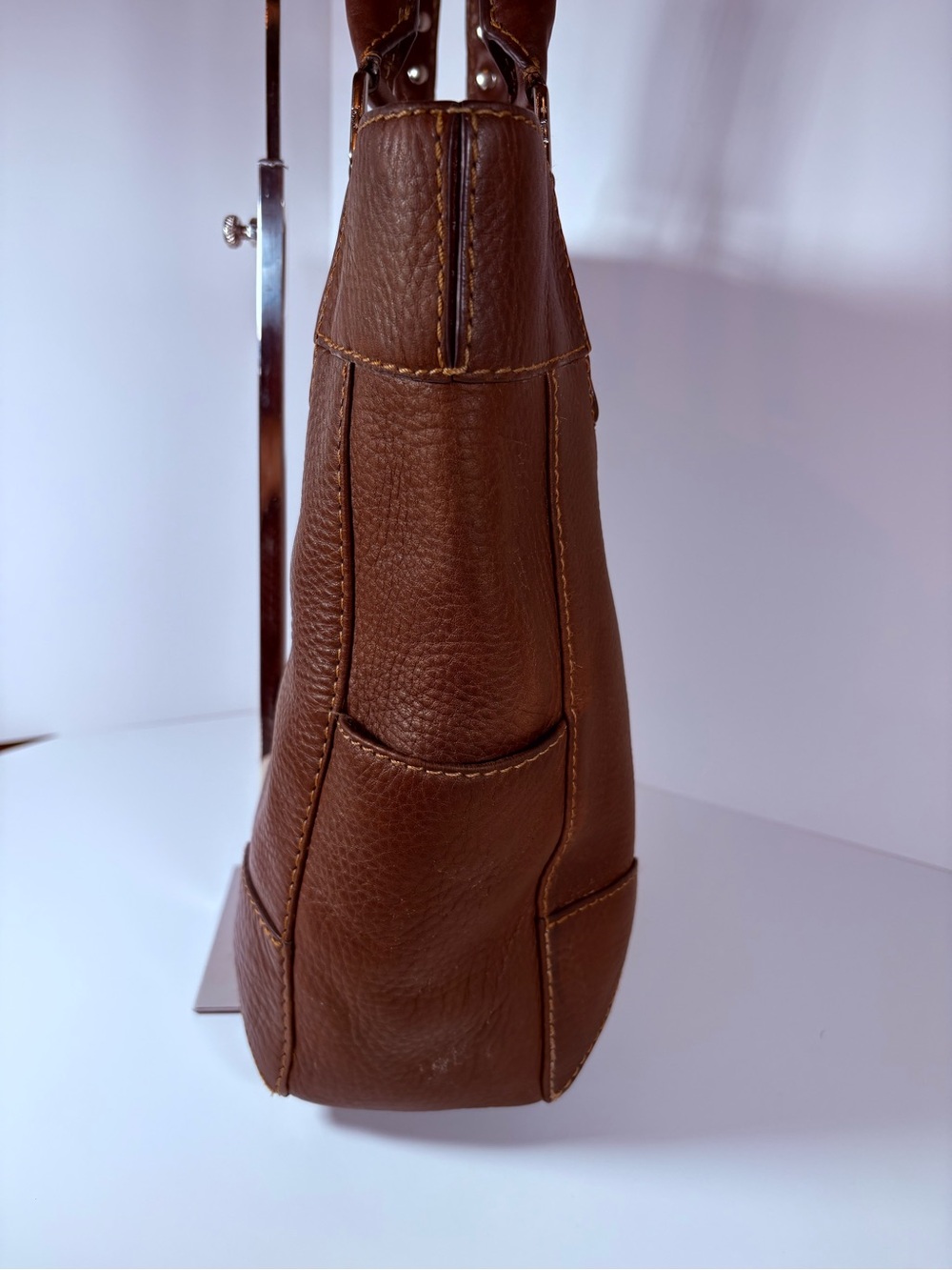 Fossil Brown Pebbled Leather Tote - Picture 3 of 8